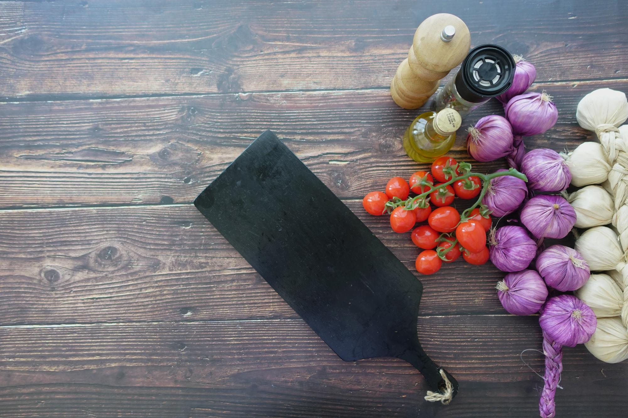 clean kitchen counter with prepared ingredients